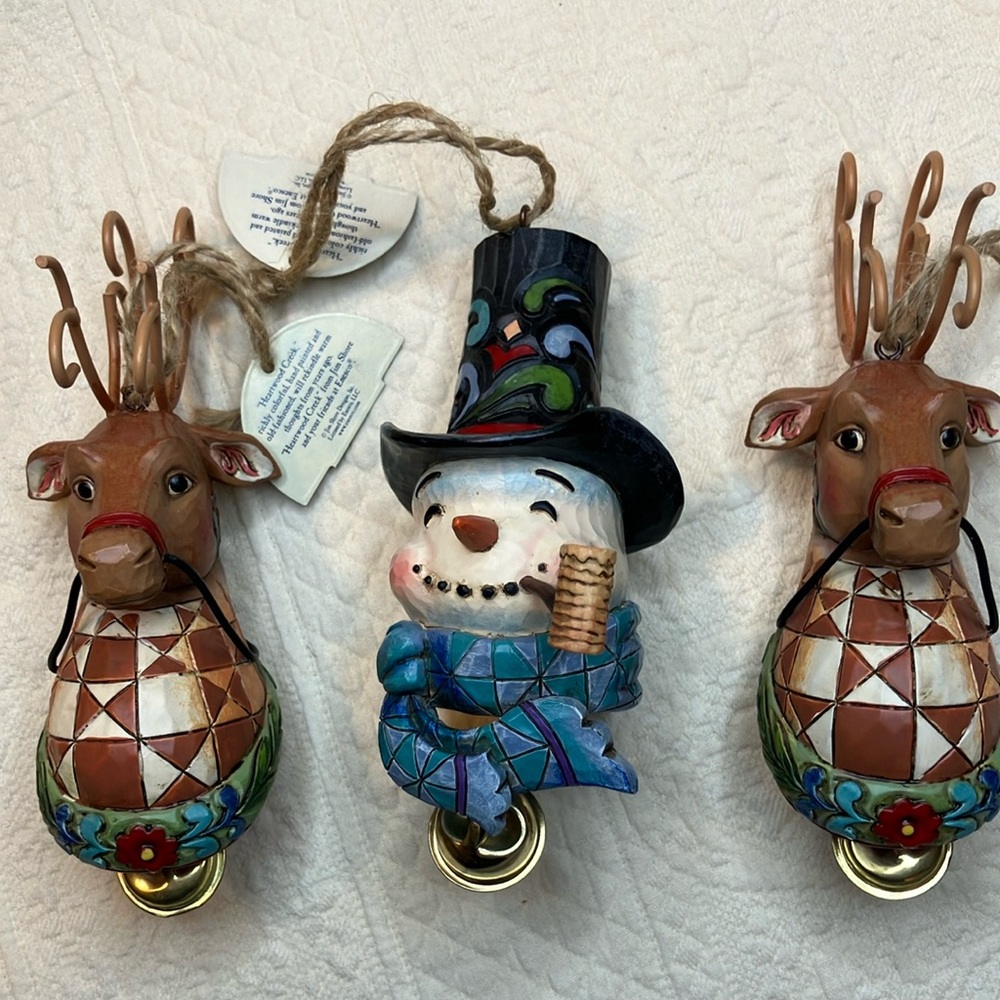 Jim Shore Set of 3 Snowman and Reindeer Ornament Set